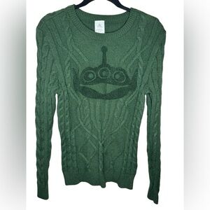 Disney Pixar Toy Story Alien Cable Knit Sweater Size S Green